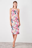 Tropical Print Bodycon Midi Dress