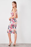 Tropical Print Bodycon Midi Dress